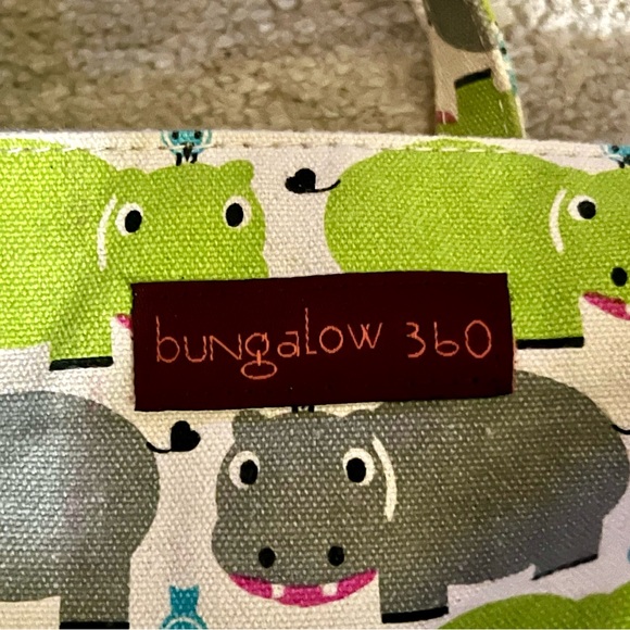 Bungalow 360 Green and Gray Hippo  Mini Tote - Picture 2 of 3